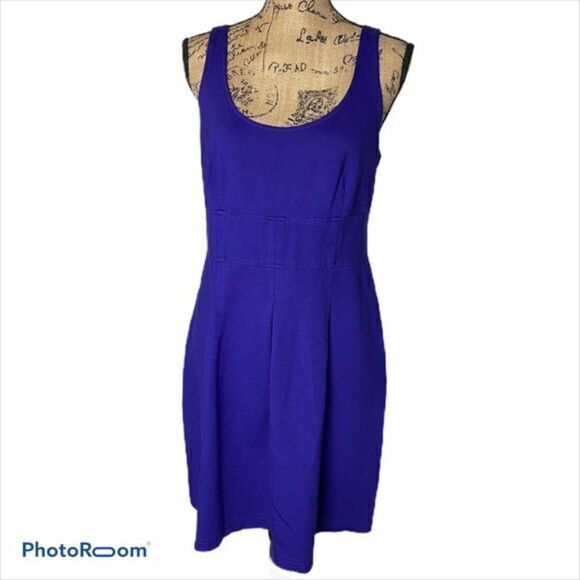 Ann Taylor‎ Loft A line sheath Midi Navy Dress - Picture 1 of 6